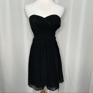 Express pleated strapless cocktail dress